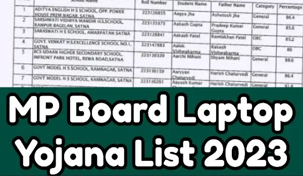 MP Board Laptop Yojana List